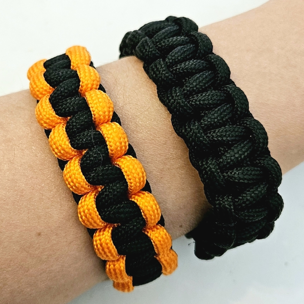 Everbilt Paracord Survival Bracelet Set of 2 Hiking Outdoor Gear Black Orange